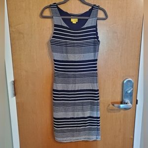 Anthropologie Maeve small blue and white sleevless bodycon dress size small